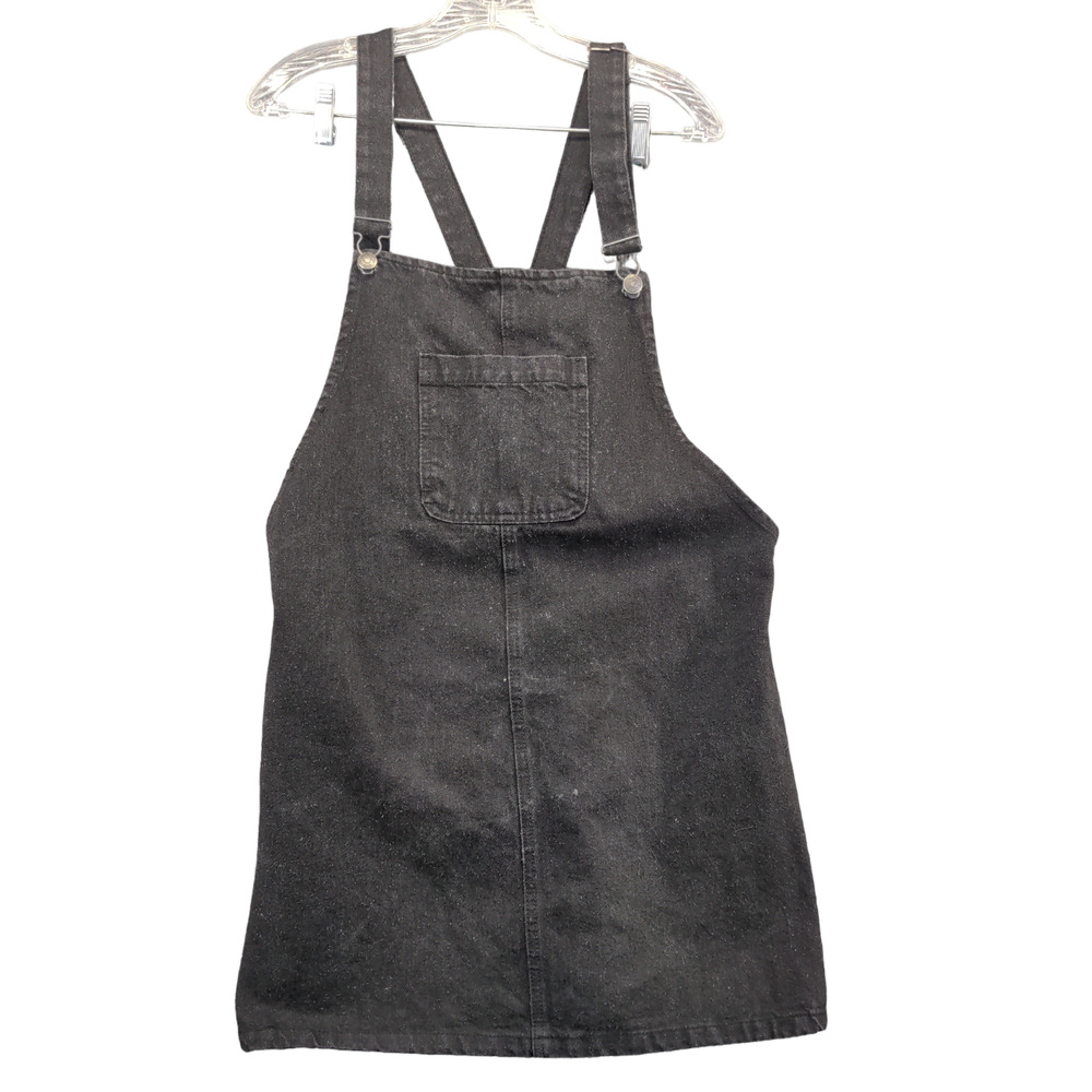 Denim & Co. Women's Overalls Jumper Black 8 Skirt Buckle Front Pocket